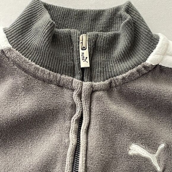 ~ Kids Puma 18m Velour Gray Jacket Full Zip Grey Soft Baby Toddler 18 mo White - Picture 6 of 11